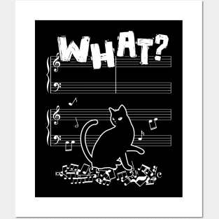 Cat What Funny Cat Music Note Posters and Art